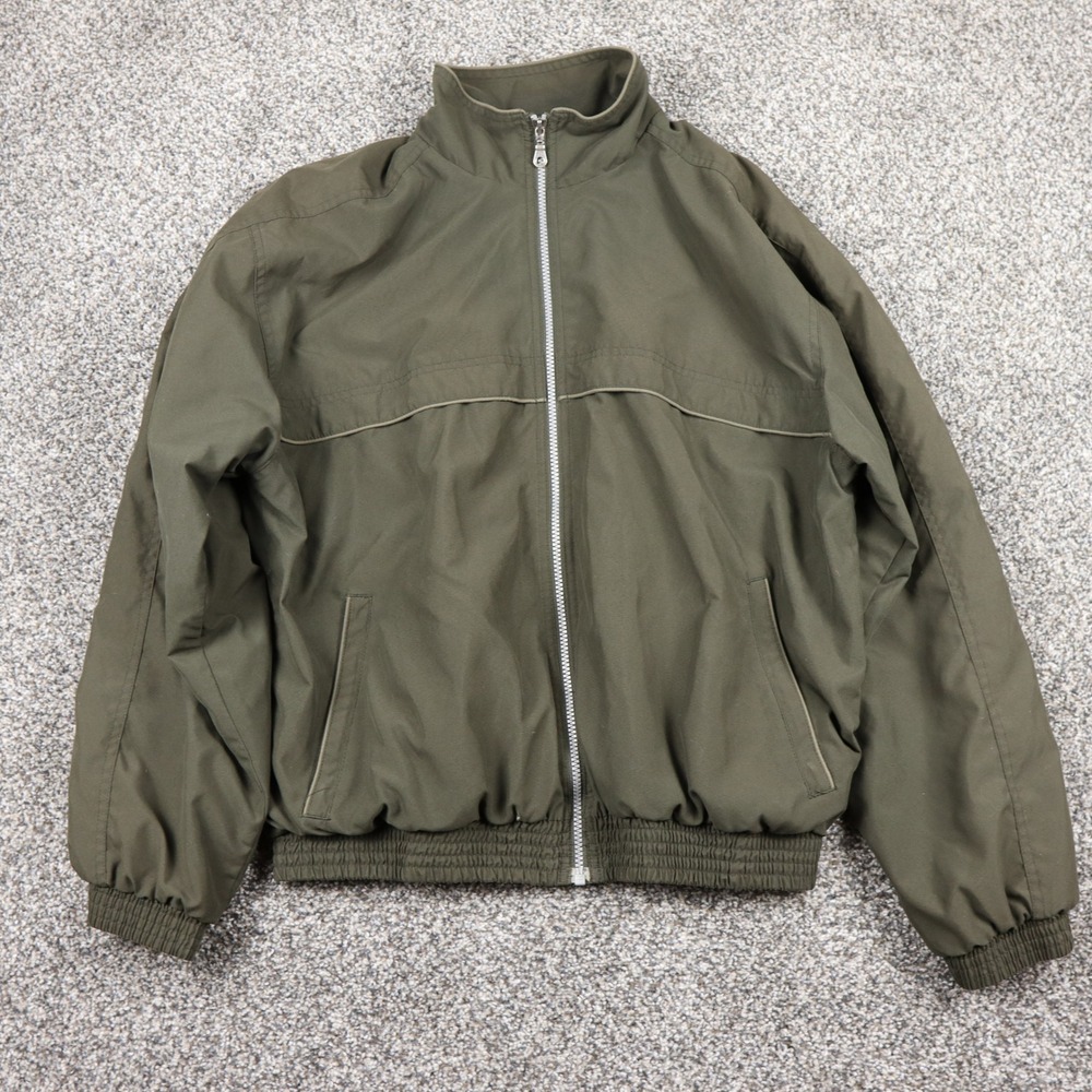 Roundtree & Yorke Sport Olive Green Full Zip Bomber Jacket Men's Size M 90s Dad